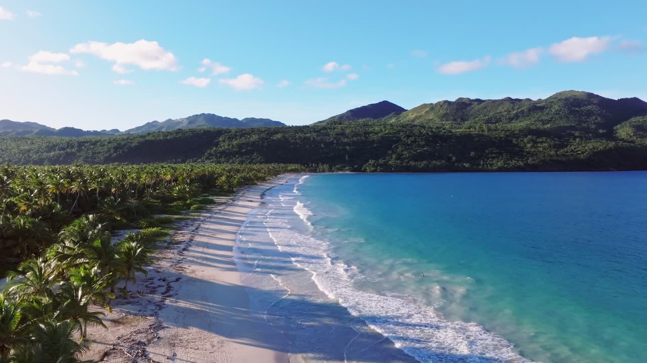 Panoramic View of Playa Rincón, Las Galeras, Samaná, Featuring Turquoise Waters and White Sand