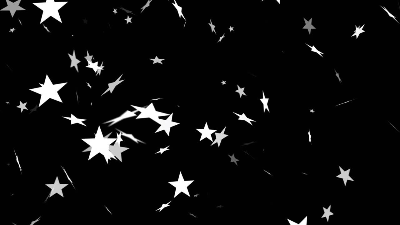 Black void speckling star confetti swirling gray MERRY fading gold Christmas appearing for greeting