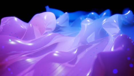 abstract 3d surface with beautiful waves, luminous sparkles and bright color gradient blue purple. waves run on very shiny, glossy surface with glow glitter. 4k looped animation