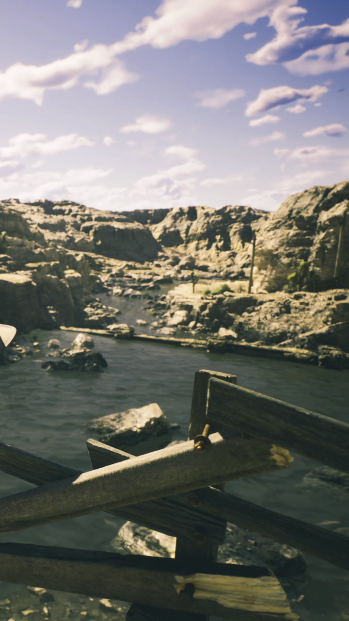 In a breathtaking wilderness scene mighty rocks cradle the tranquil water flow