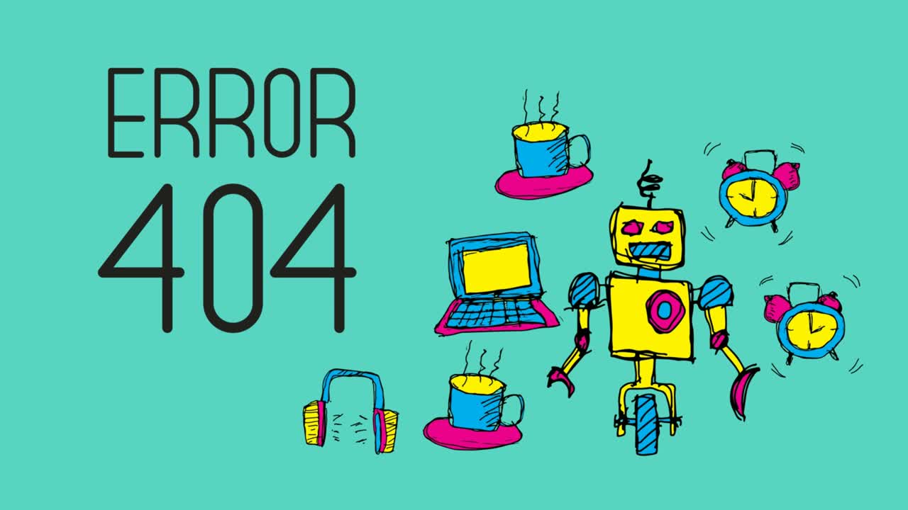 kids drawing simple motion with theme of error 404