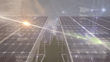 animación del procesamiento de datos en paneles solares