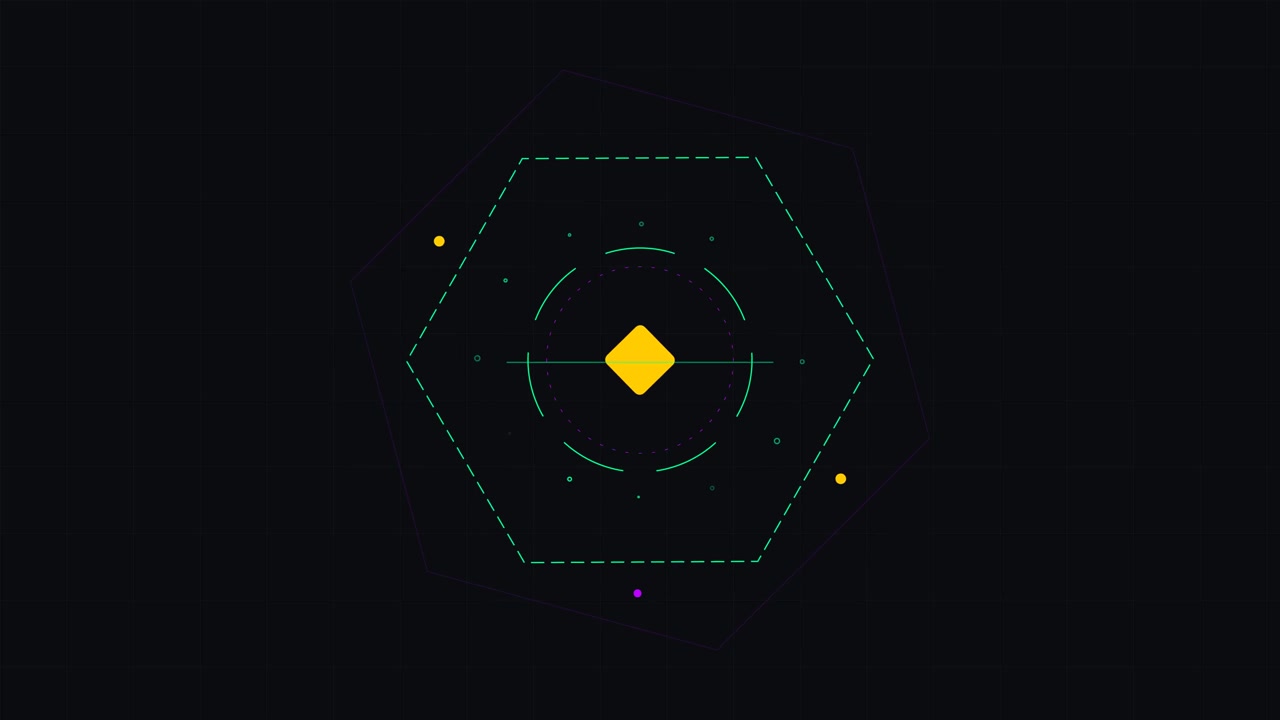 Abstract Motion Graphic with Rotating Hexagon and Pulsing Center