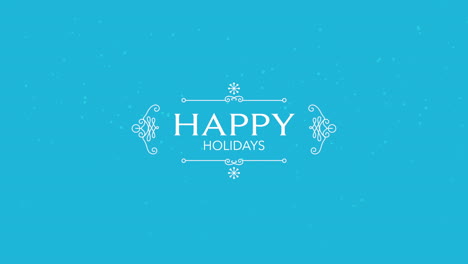 Happy-Holidays-with-snow-and-frame-on-blue-gradient