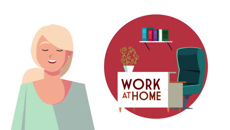 woman in office work at home campaign animation