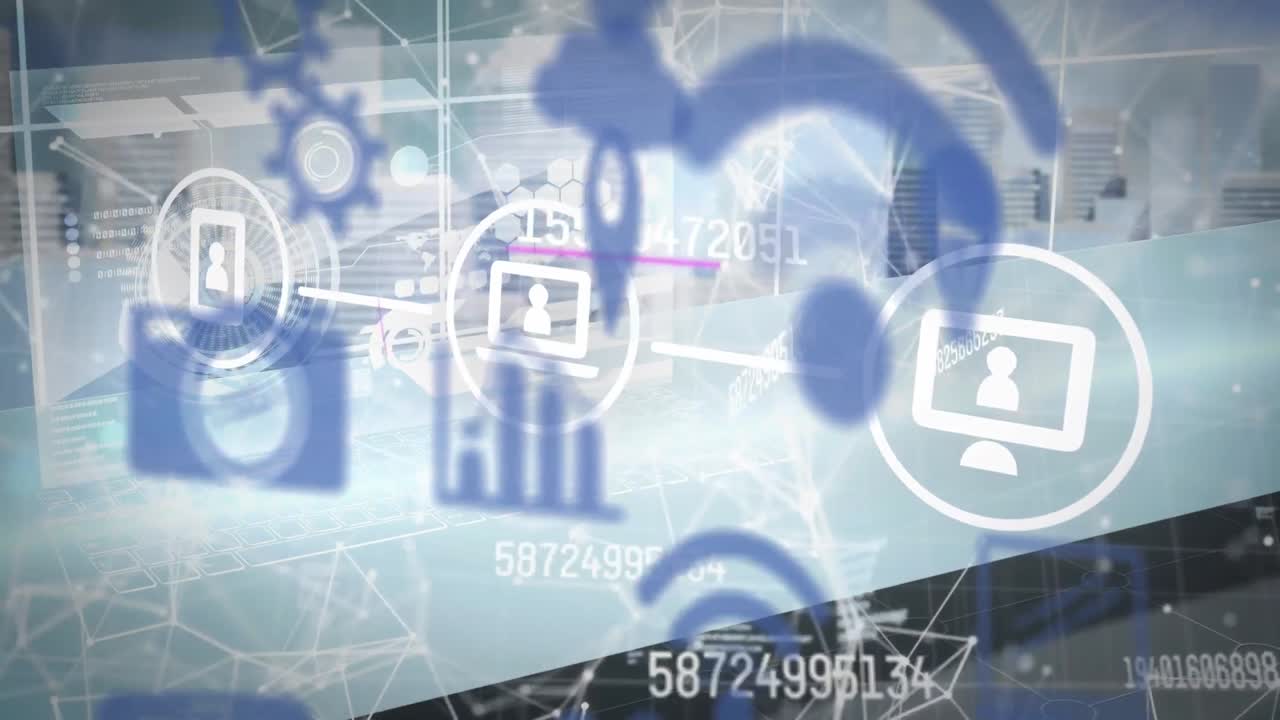 데이터 처리에 대한 소셜 미디어 아이콘의 애니메이션