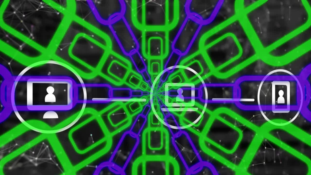 Animation of network of connections over blue background