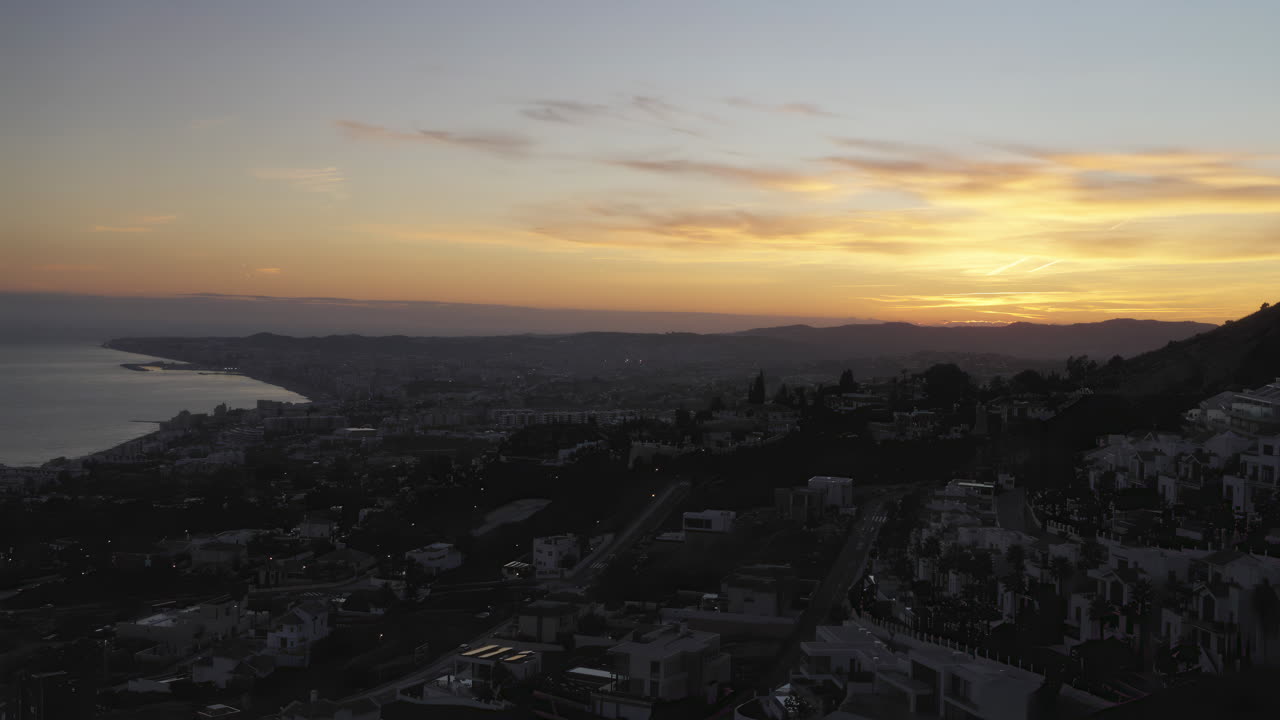 Sunset timelapse over Benalmádena, Malaga, Andalusia, Spain