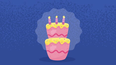 animación de pastel de cumpleaños con velas