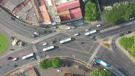 aerial view of busy city intersection