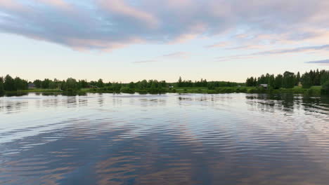 Lake-water-reflecting-soft-fluffy-clouds