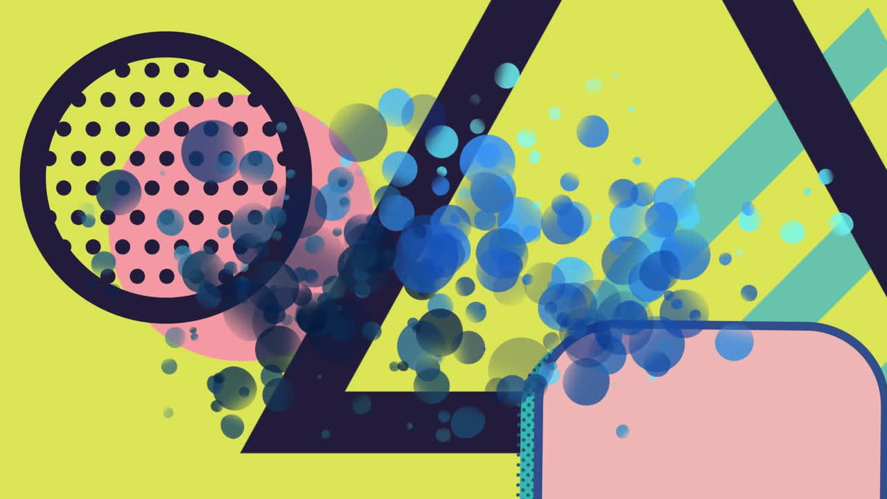 animación de diversas formas y puntos sobre fondo amarillo