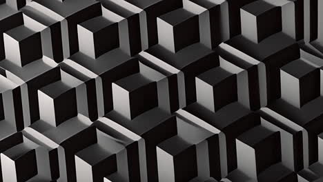geometric cubes forming 3d pattern animation in black and white