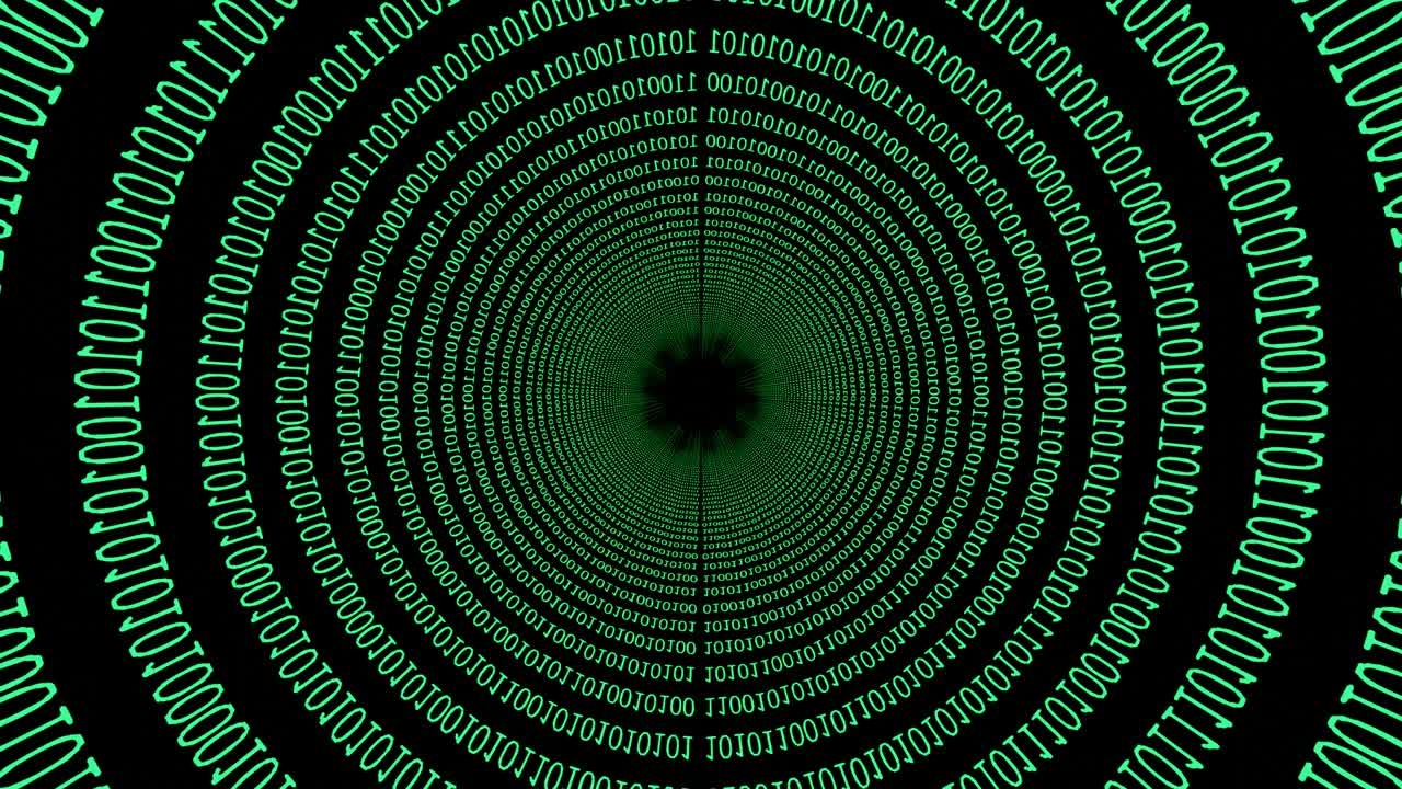 4K Moving Matrix Background. Binary code black and green background