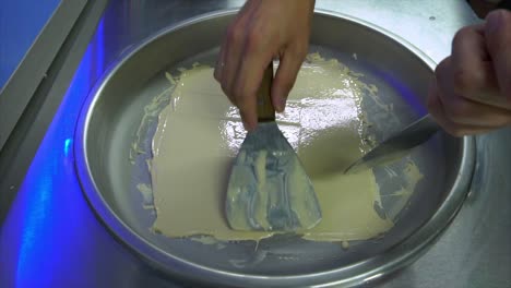 making ice cream on a machine