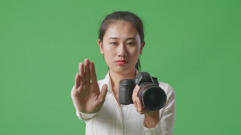 woman rejecting photography