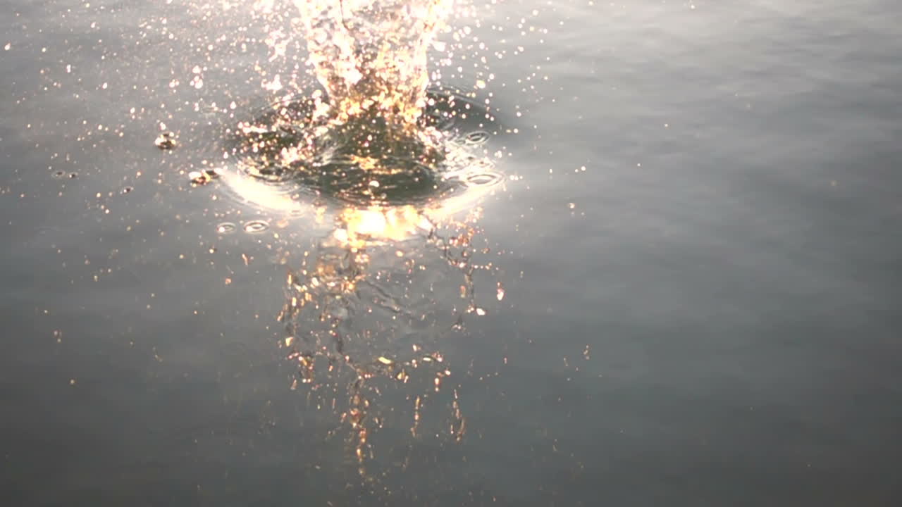 La pietra cade nell'acqua. Movimento lento