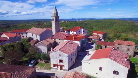 gorgeous aerial of a small croatian or italian hill town or village 5