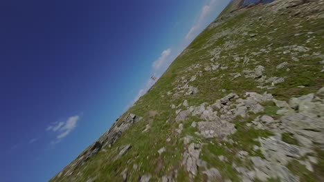 drone flying around pointe du raz - grand site of france on atlantic coast in brittany. aerial fpv shot