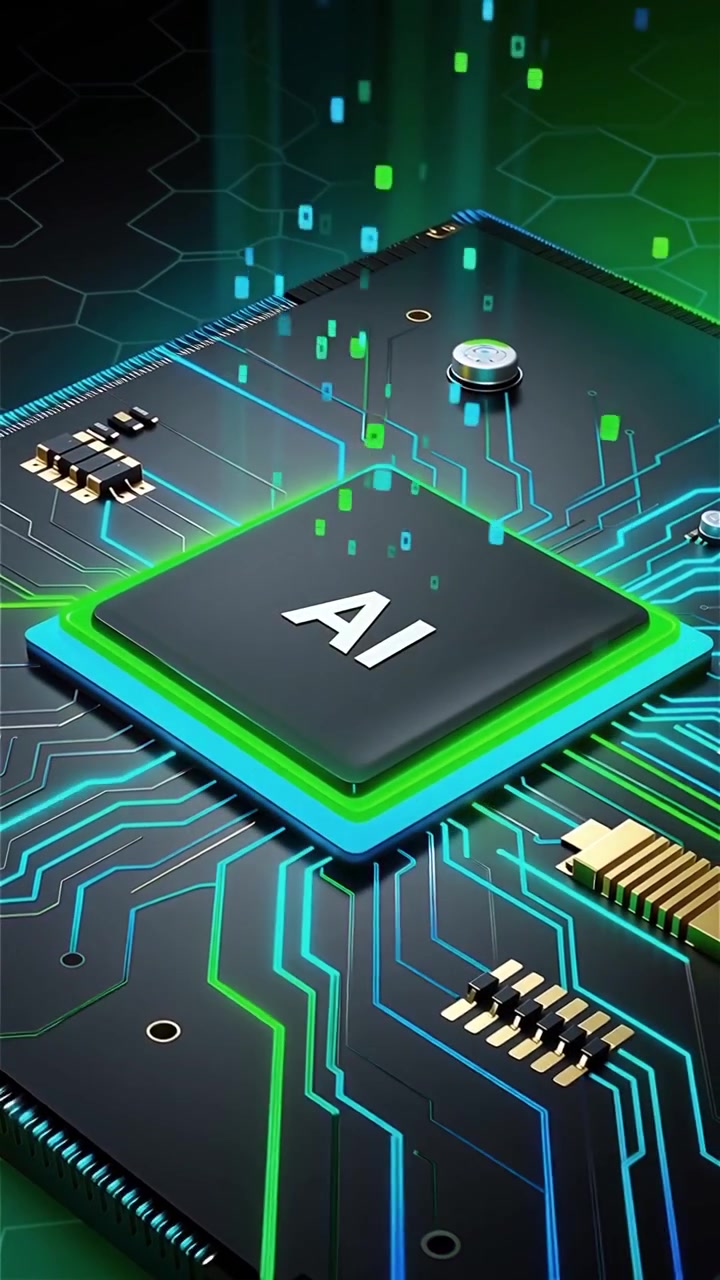 Futuristic AI Chip Motherboard Technology Background