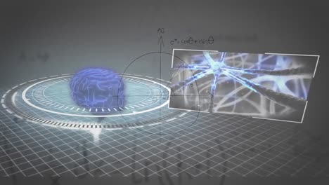 animation of human brain spinning and medical data processing