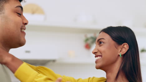 Happy,-love-and-couple-dance-in-a-home-together-as