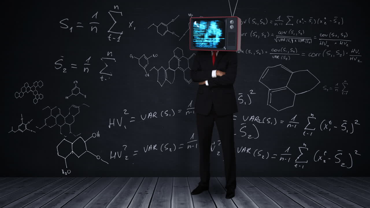 머리에 tv를 쓴 사업가