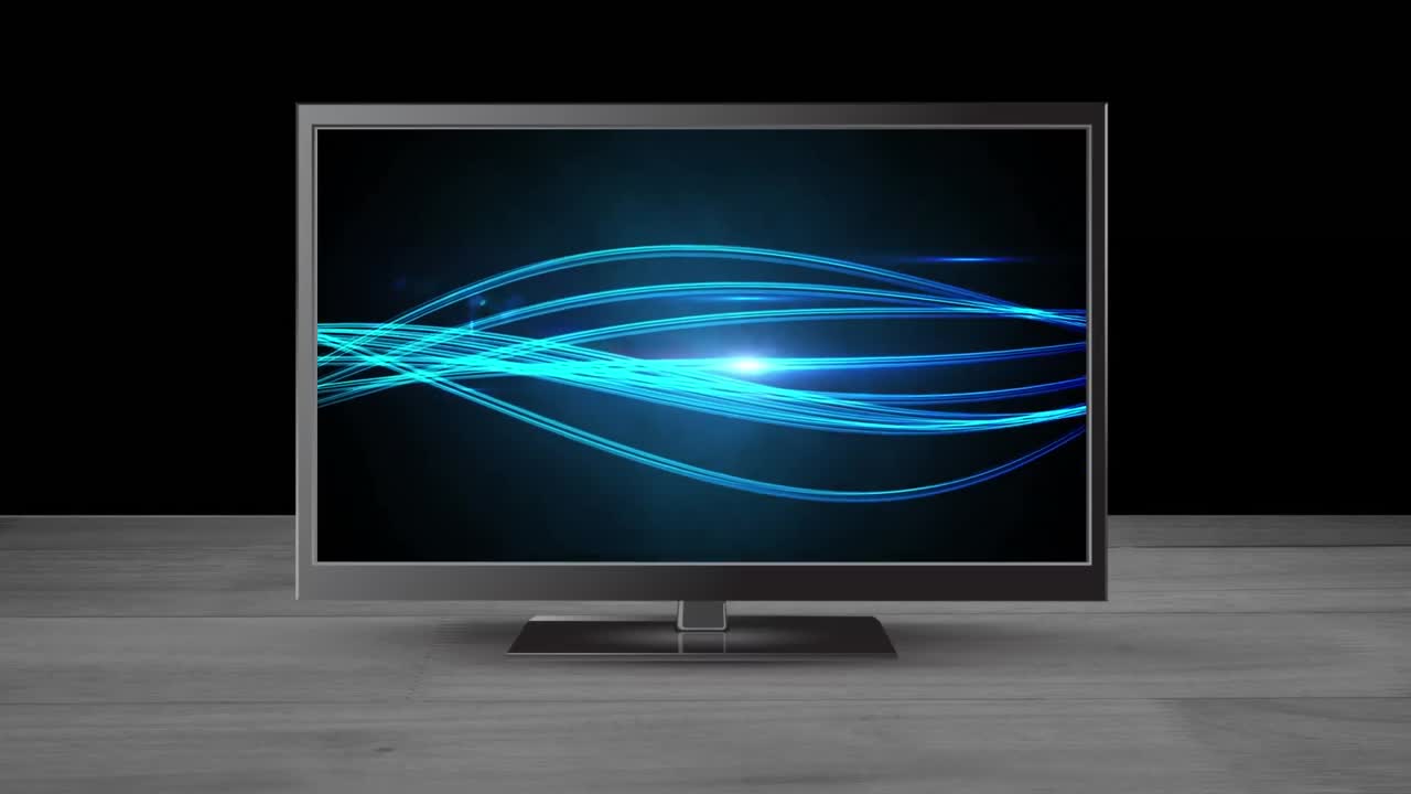Fat screen TV with bright threads of light on its screen