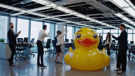 office fun with a giant rubber duck