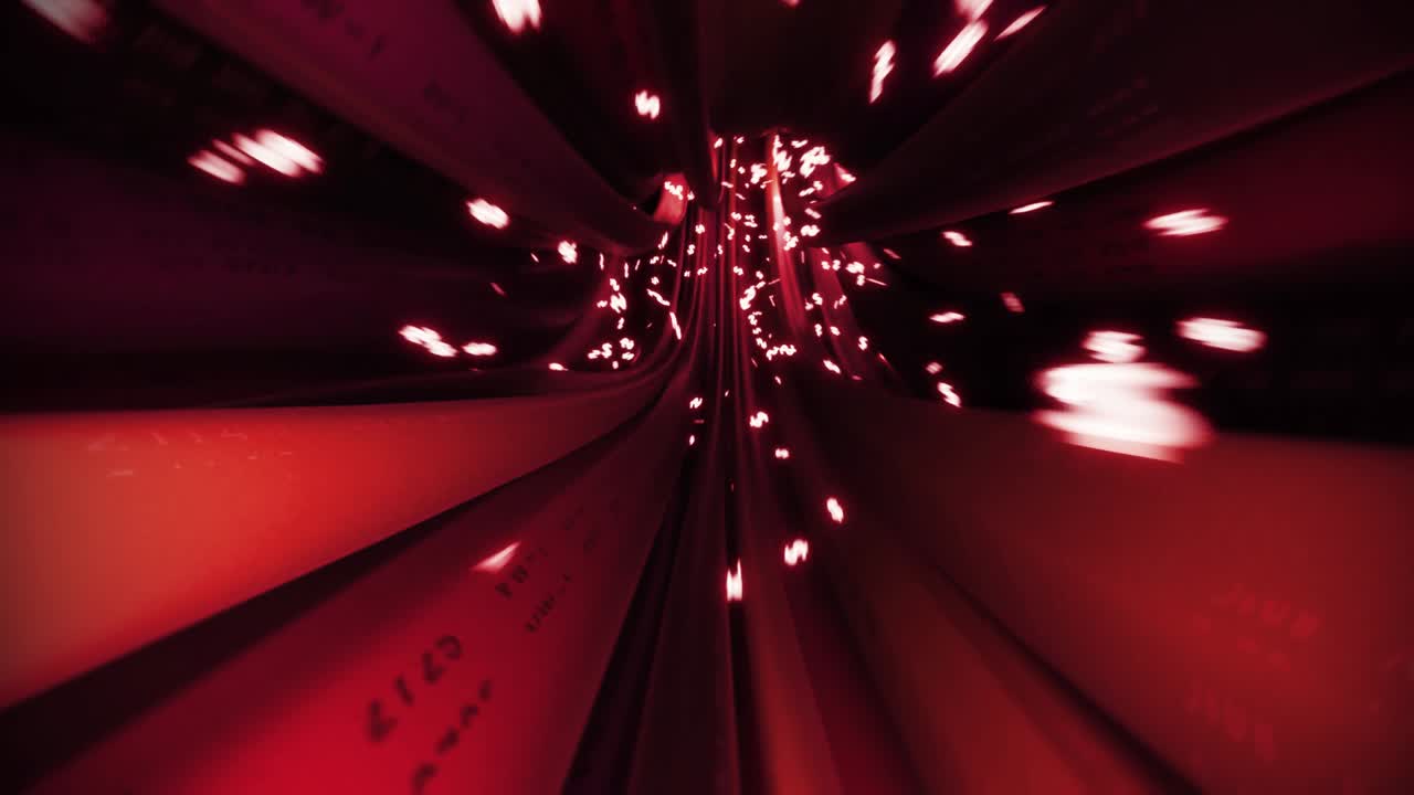 los cables, los cables, el signo del dólar, el vuelo a través de los datos, internet, el circuito de energía, la fibra 4k.