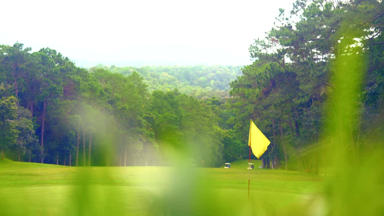골퍼를위한 골프 코스는 아름답고, 산에서 산에서 숲에서 휴가를 보내거나 여름 휴가 동안 휴식을 취할 수 있습니다. 그것은 골프 카트를위한 아름다운 페어웨이와 레이아웃입니다.