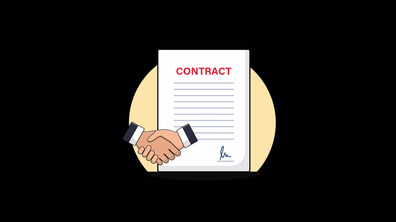 Animated Contract Signing and Business Handshake Agreement