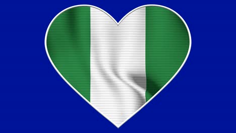 nigeria heart love flag loop - realistic 4k flag waving in the wind