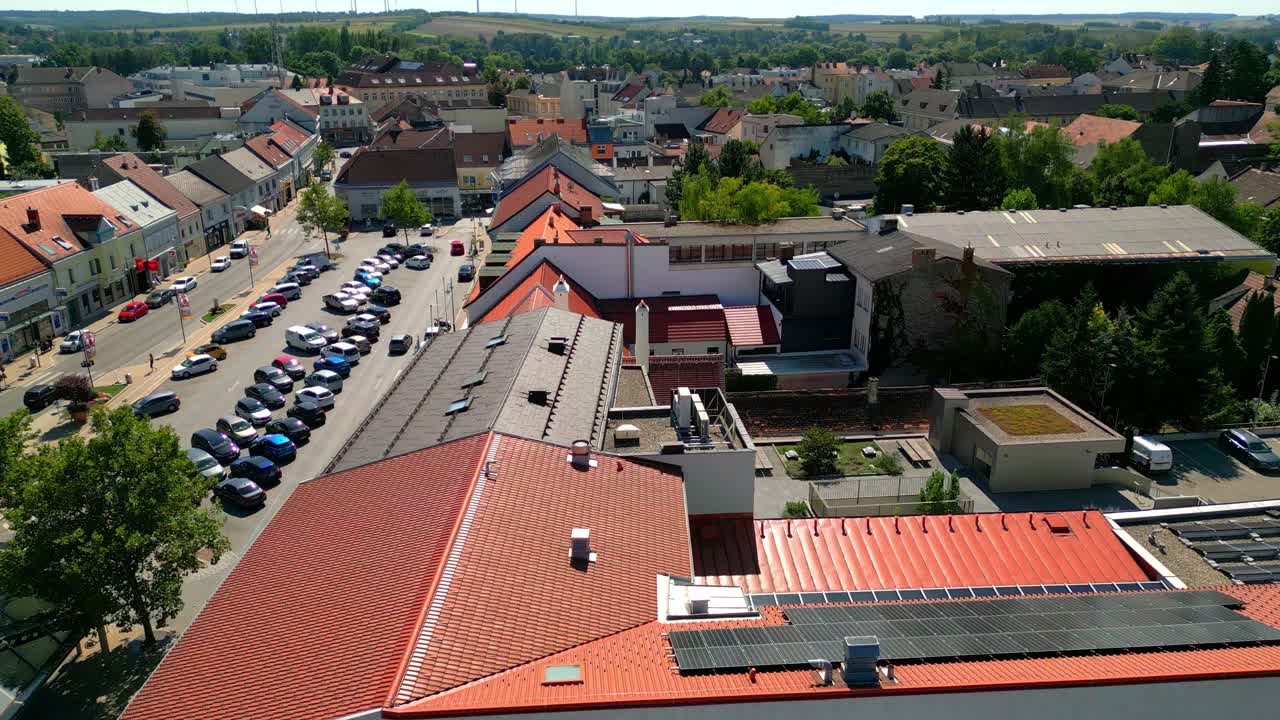 Mistelbach, Nieder&ouml;sterreich, Austria - A Sight of Residential Homes and Parked Cars - Drone Flying Forward