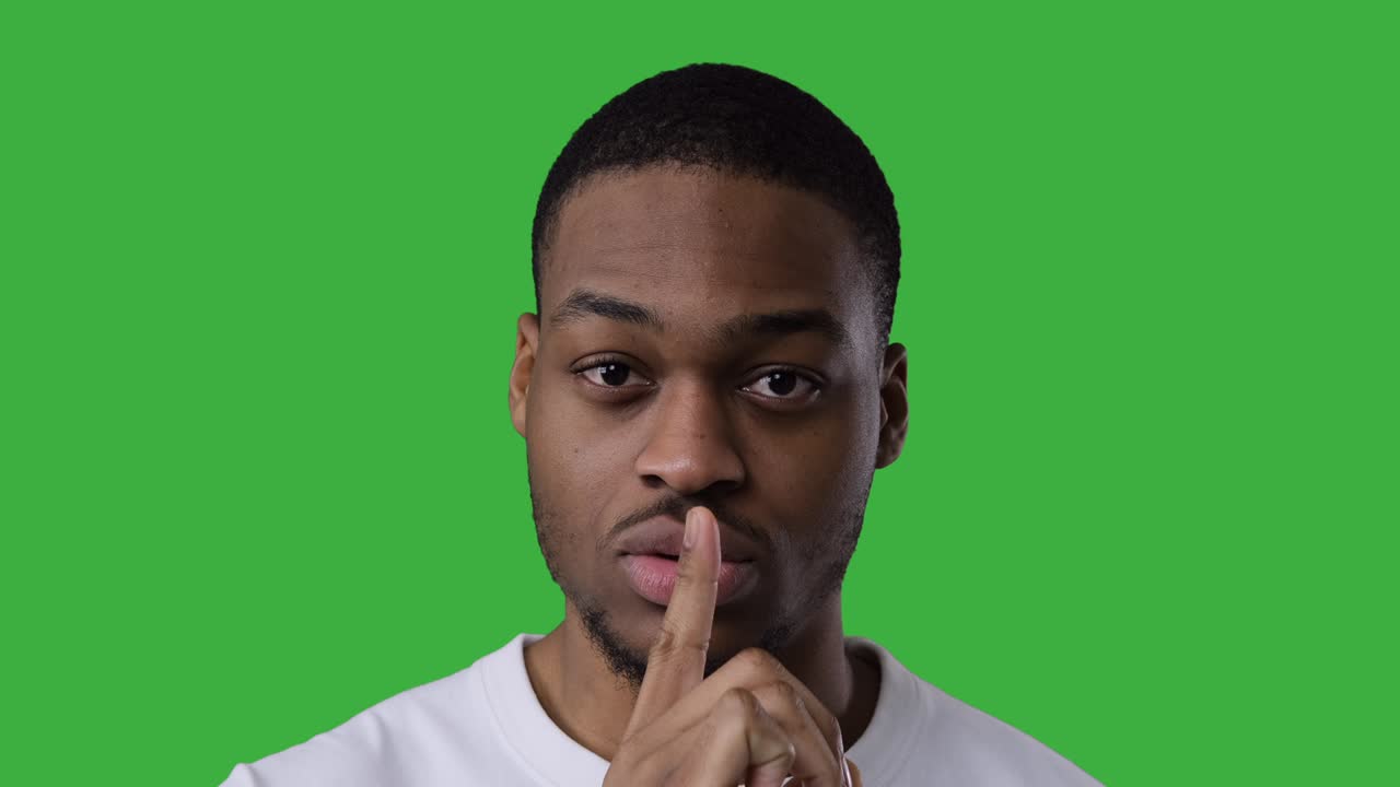 Man gesturing with finger on lips