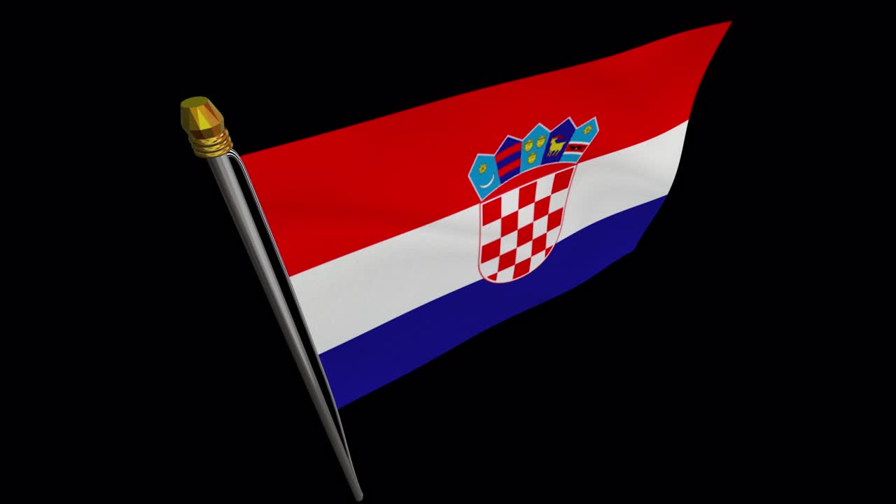 바람에 흔들리는 크로아티아 국기 - alphachannel_173.mov