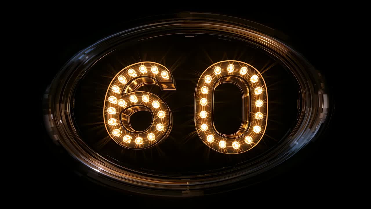Illuminazione iniziale, numeri stile tendone 60 e lunetta ovale pulsante nel display scuro, brillamenti a stella che cambiano