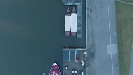 Aerial-Drone-Shot-of-Krakow-Poland-Vistula-River-at-Sunrise