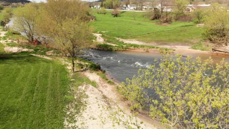 aerial view of the pine river in wisconsin from a distance