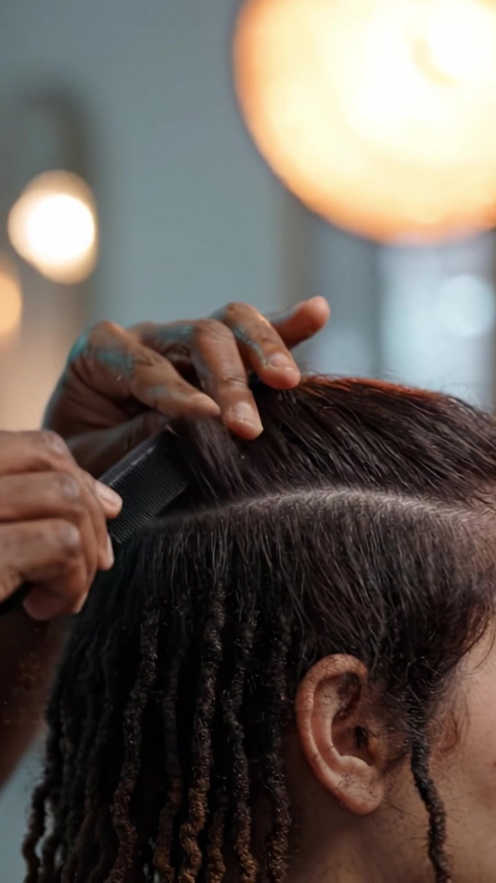 Transformação Artística de Cabelo: Uma Jornada Estilosa em Duas Etapas de um Penteado Único, da Arte da Barbearia ao Visual Final.