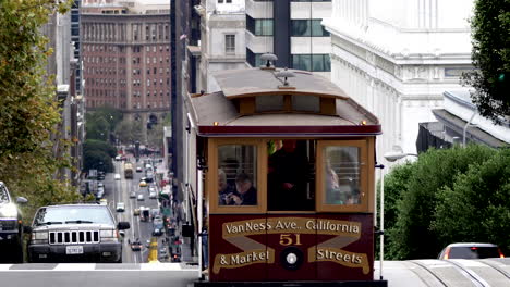 san francisco cable car on a city street