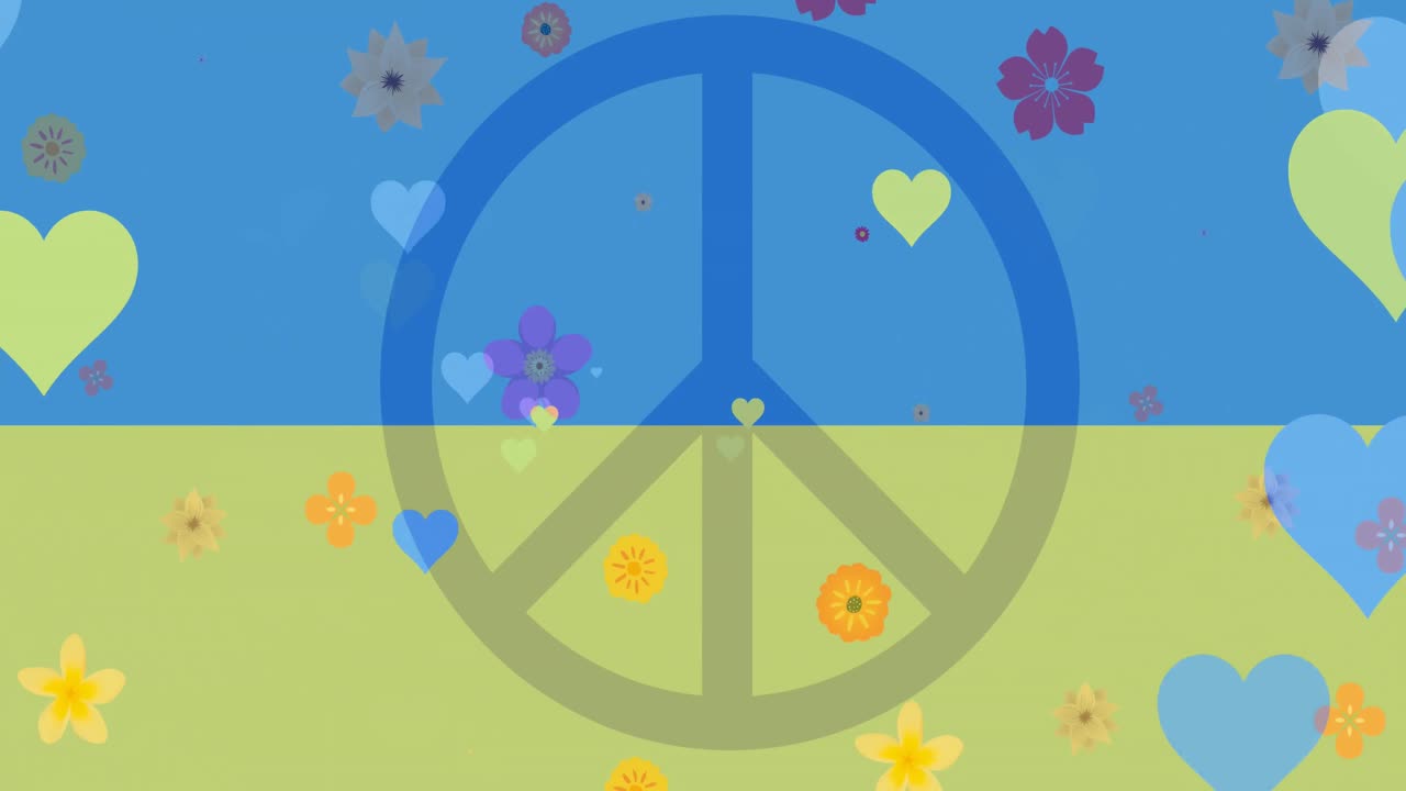 우크라이나의  ⁇ 발 위에 평화의 상징의 애니메이션