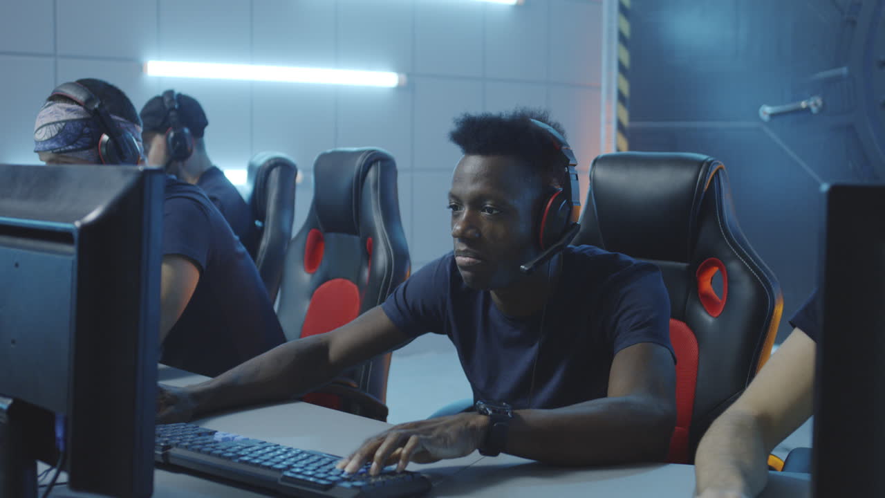 Gamer Pushes Camera Gamer Losing at the Tournament Pushes the Camera with his Hand