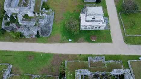 Tulum-Mexico,-Aerial-View,-Caribbean-Sea,-Mar-Caribe,-Archeological-Zone