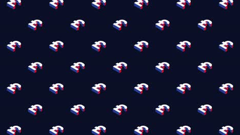 isometric symbols of british pound in animated pattern on a dark background. seamless loop animation