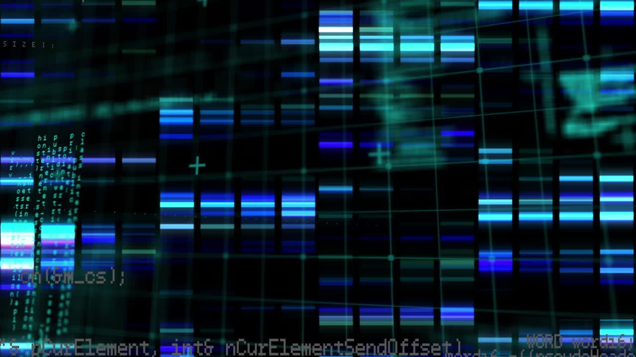 animación de columnas móviles sobre el procesamiento de datos sobre fondo negro