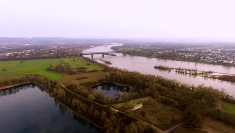 from river to lake aerial view