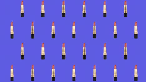 Animation-of-lipstick-repeated-on-blue-background