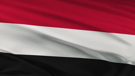 yemen flag waving on wind seamles loop 3d animation. 4k resolution.