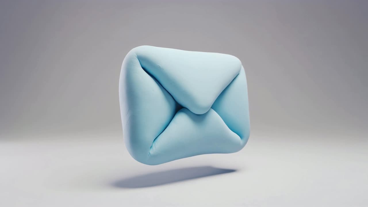 Blødt blåt kuvertikon dannes i 3D-animation